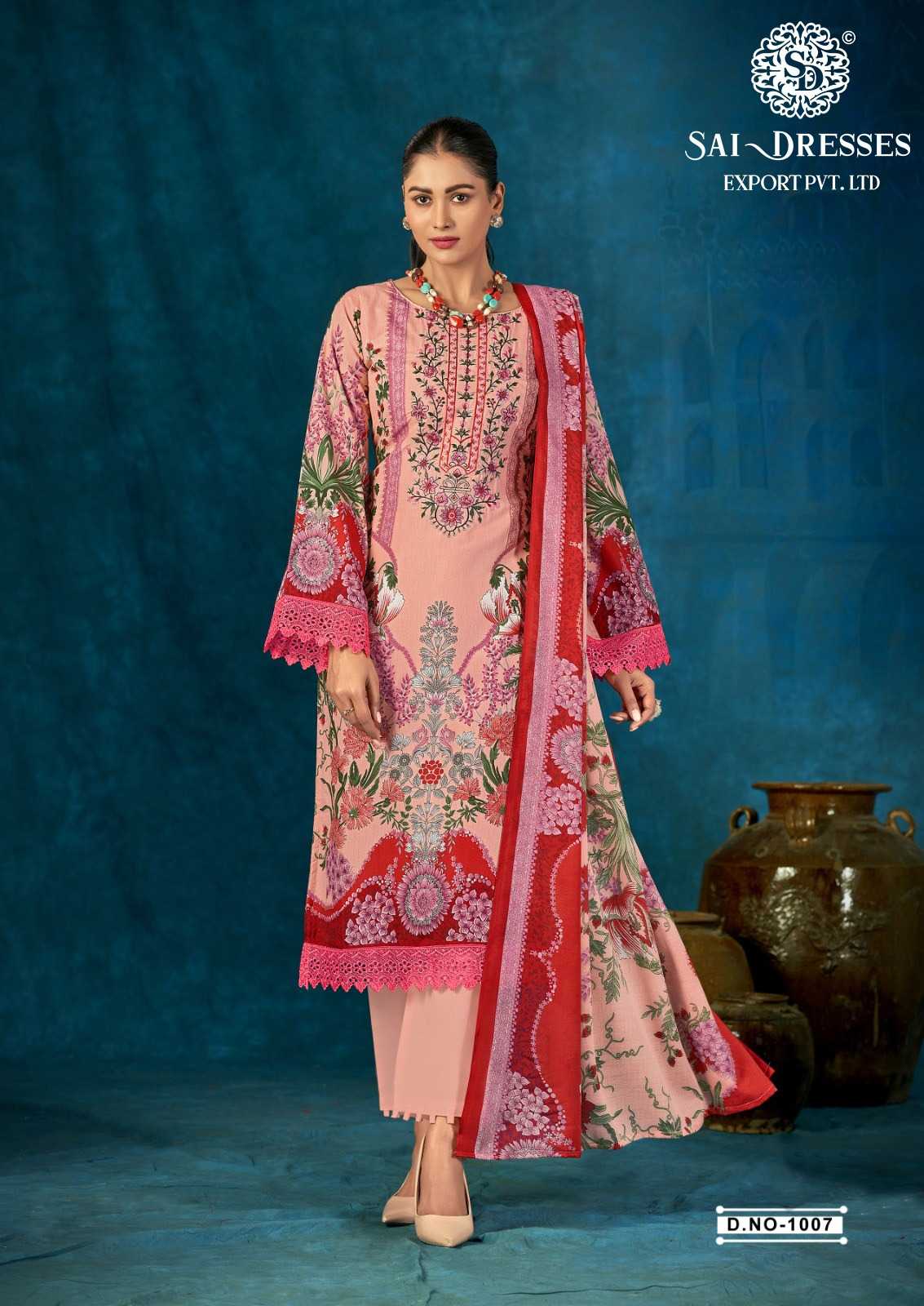 ELEGANT PEACH PURE COTTON READYMADE SUIT WITH HEAVY GPO LACES WORK & DESIGNER DUPATTA – TRENDING FESTIVE COLLECTION