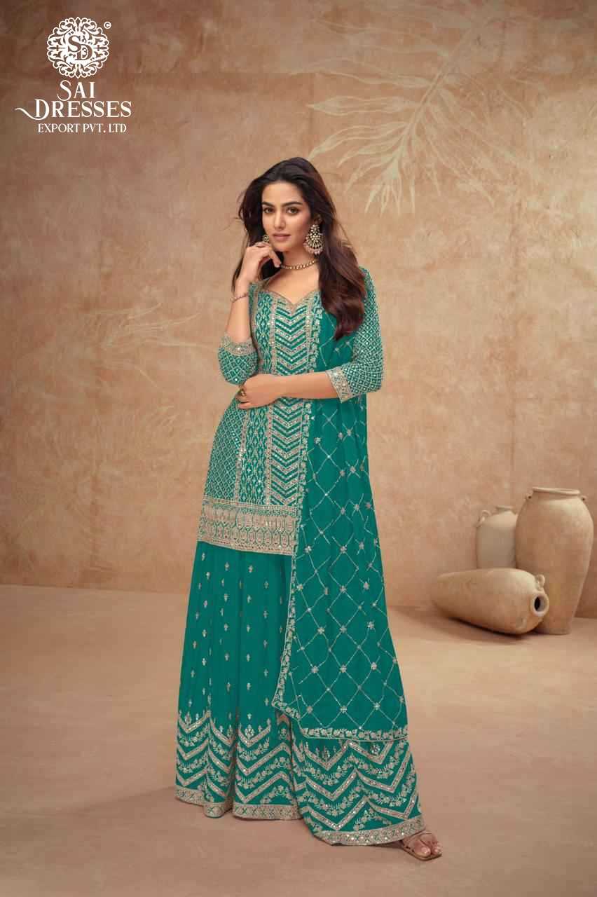 EXCLUSIVE REAL CHINON PARTYWEAR SARARA SET WITH EMBROIDERED DUPATTA – TRENDING MULTICOLOR COLLECTION