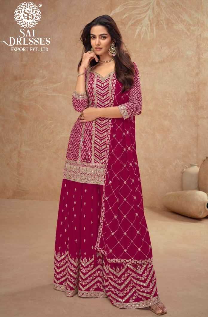 EXCLUSIVE REAL CHINON PARTYWEAR SARARA SET WITH EMBROIDERED DUPATTA – TRENDING MULTICOLOR COLLECTION