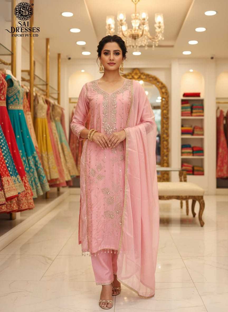 JIMICHU SOFT PINK COLOUR SUIT WITH HEAVY BEEDS WORK EMBROIDERY AND ELEGANT DUPATTA SET