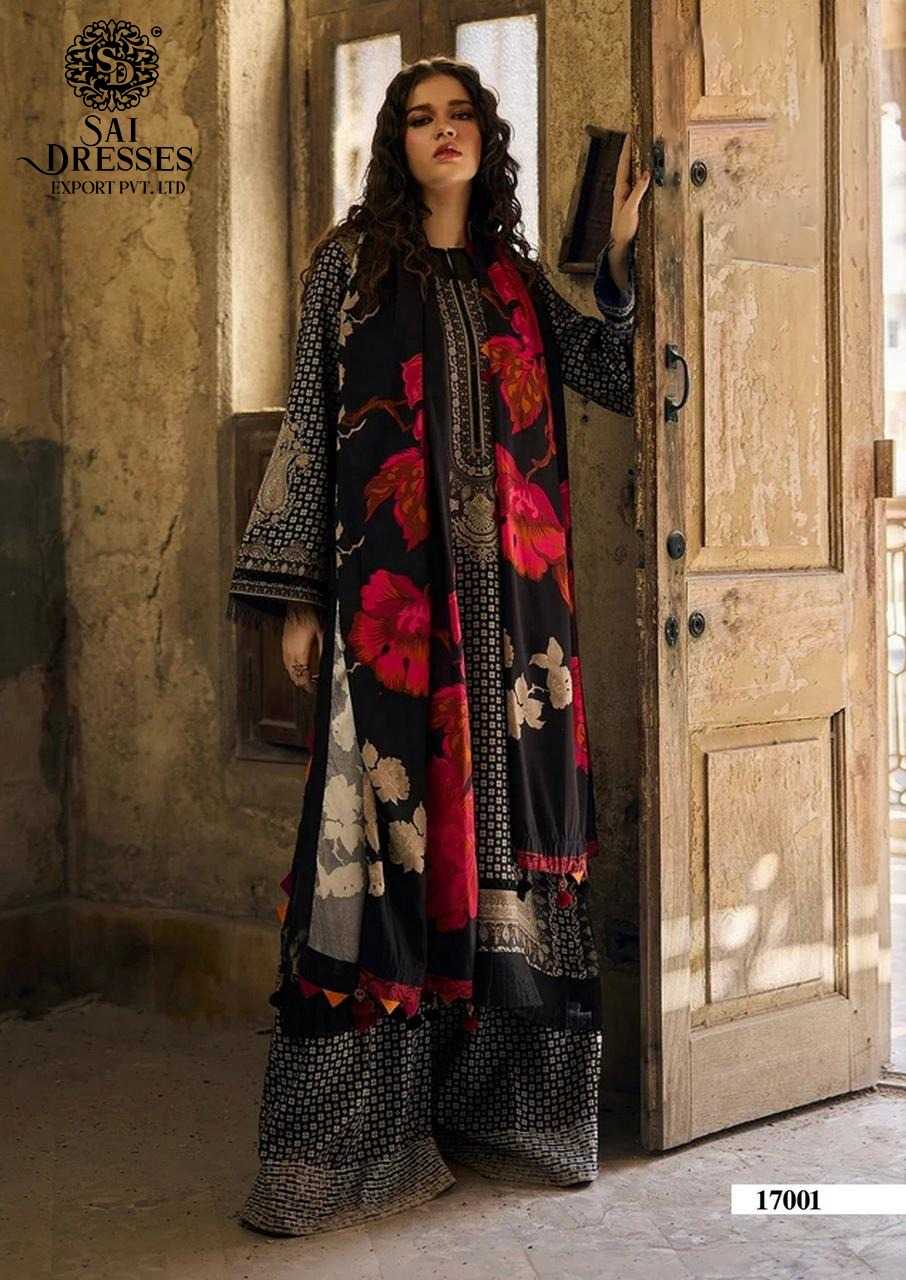 PREMIUM BLACK PURE COTTON DIGITAL FLORAL PRINT SUIT WITH HEAVY GPO LACE WORK – DESIGNER FESTIVE & PARTY WEAR COLLECTION