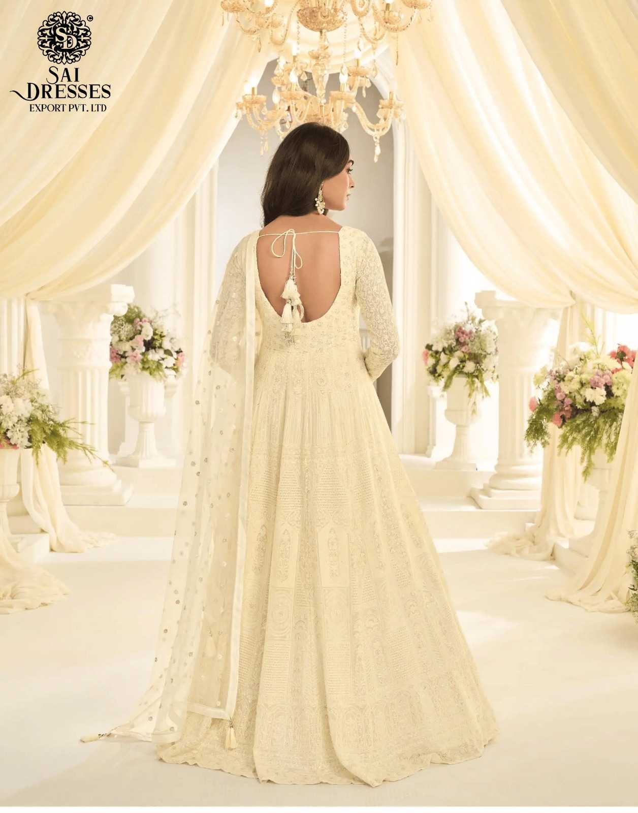 PREMIUM REAL GEORGETTE FLOOR LENGTH GOWN COLLECTION – PASTEL GREEN & OFF WHITE