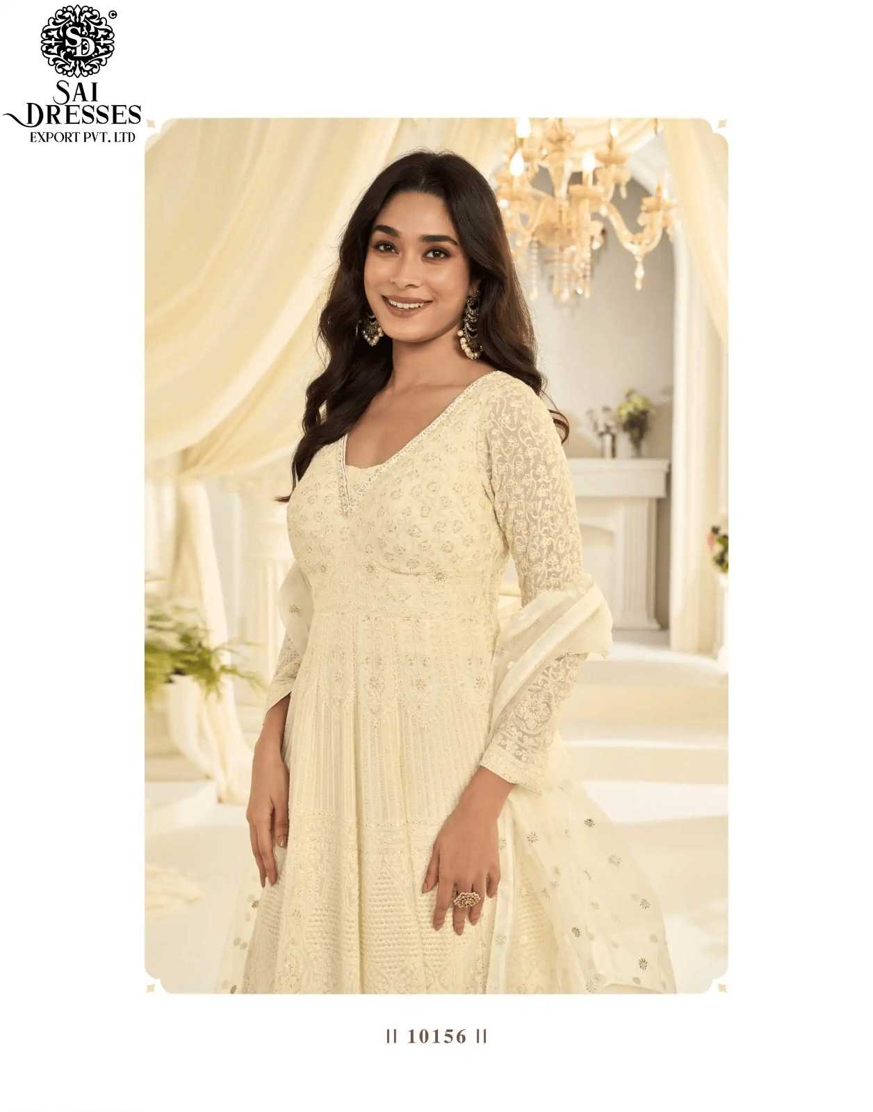 PREMIUM REAL GEORGETTE FLOOR LENGTH GOWN COLLECTION – PASTEL GREEN & OFF WHITE