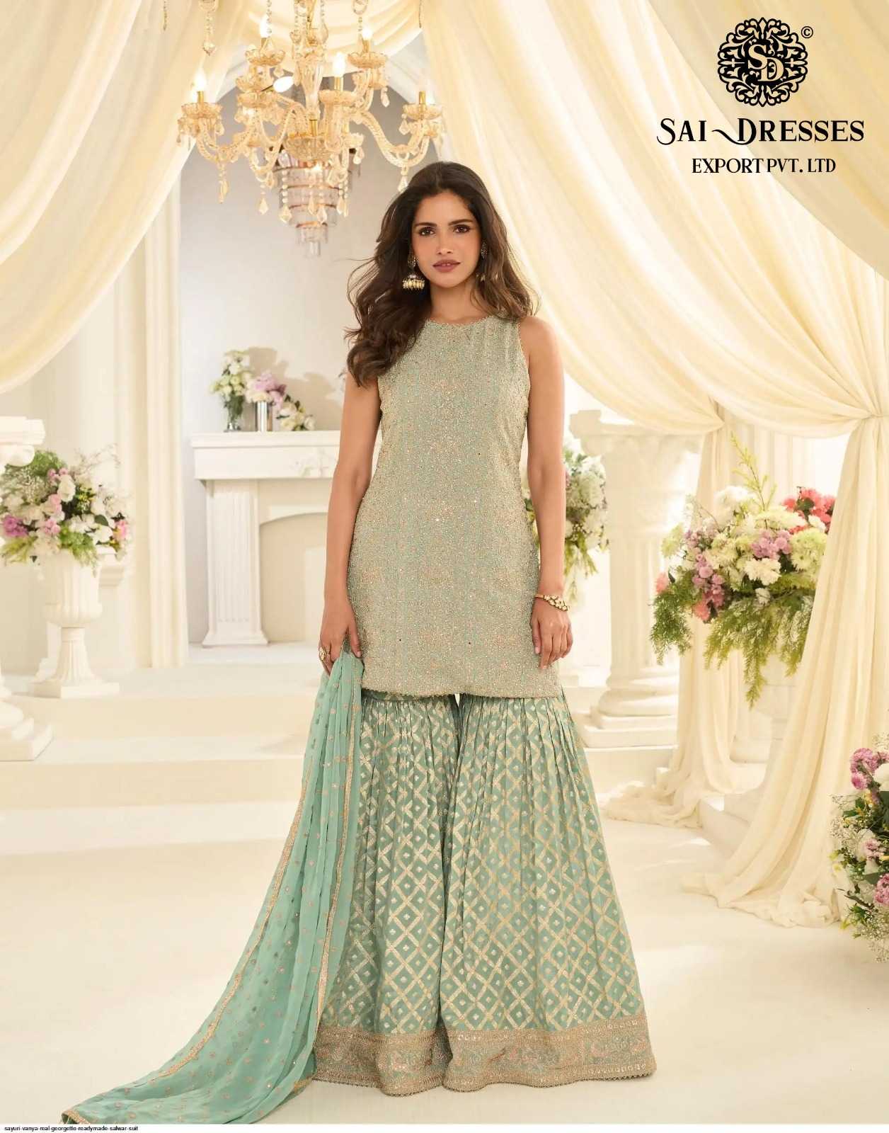 PREMIUM REAL GEORGETTE PARTY WEAR SUIT SET WITH ELEGANT HAND EMBELLISHMENTS