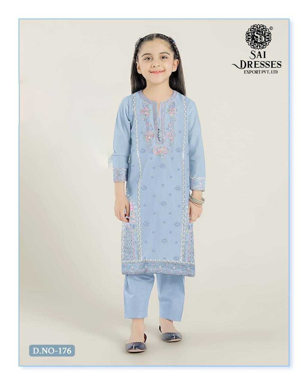 PREMIUM SKY BLUE COTTON EMBROIDERED KIDS KURTI PANT SET – SOFT COMFORTABLE DAILY & FESTIVE WEAR