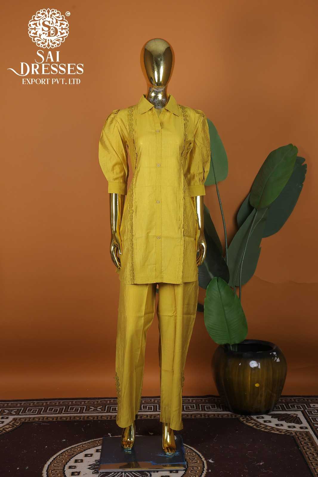 VARTICAN SILK WITH GPO LACES TRENDING WOMEN’S CO-ORD SET WITH DECORATIVE LACE PANELING AND STRAIGHT FIT PANT