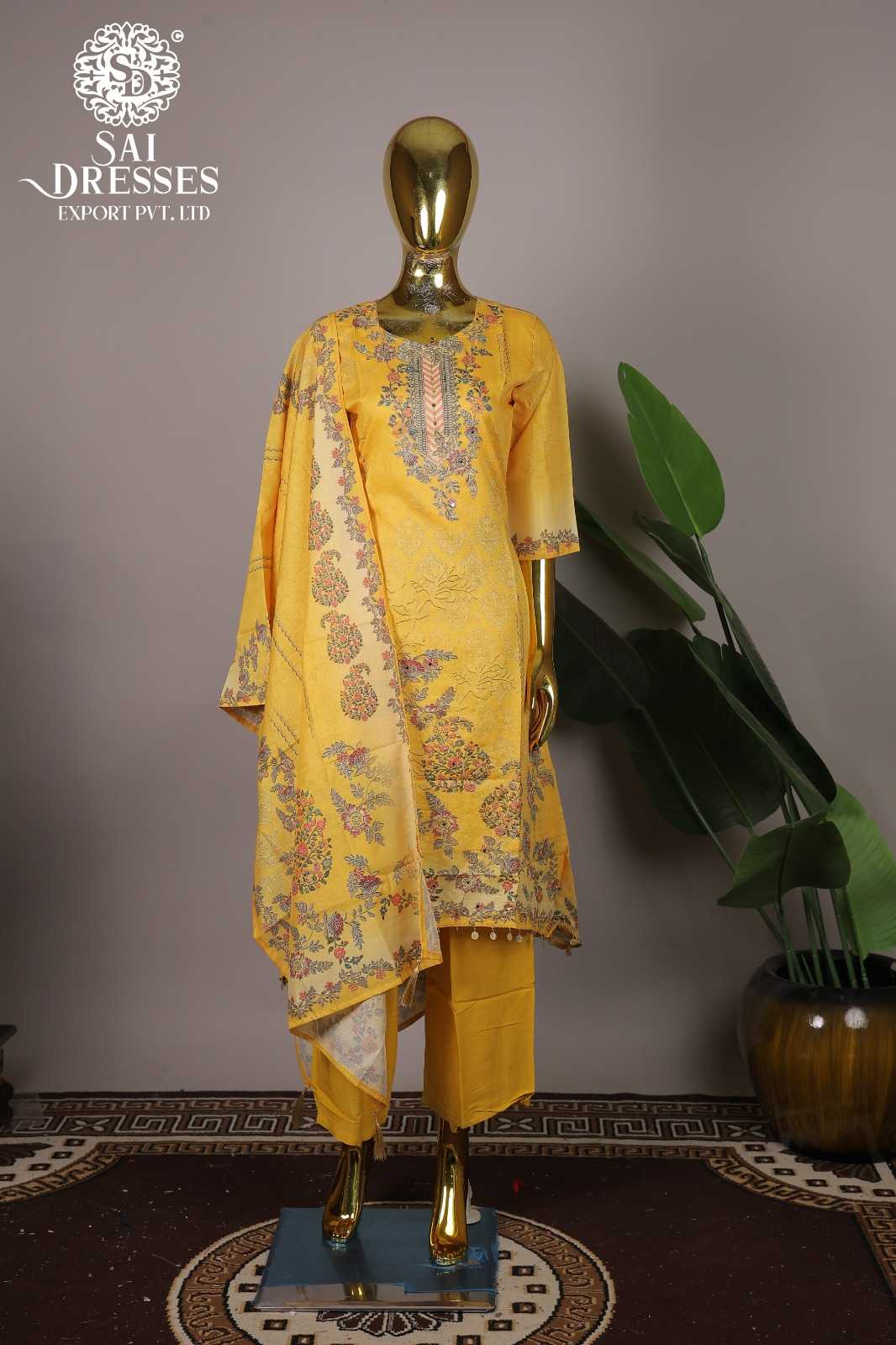 ELEGANT MUSTARD YELLOW SHIMMER WORK SALWAR SUIT WITH DUPATTA