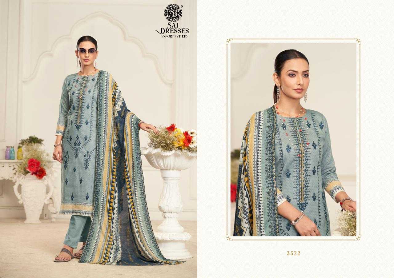 HEAVY COTTON WITH EMBROIDERY WORK SAGE GREEN DESIGNER SUIT SET WITH PRINTED DUPATTA
