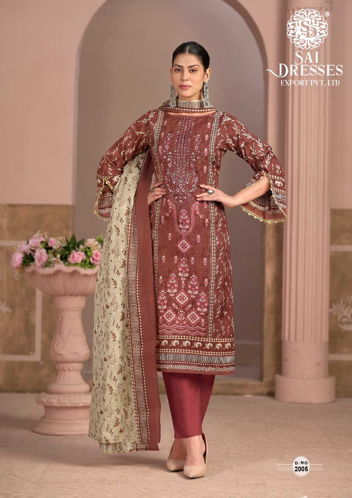 WOMEN'S PURE COTTON HEAVY GPO LACE KURTA PANT DUPATTA SET - PLUM