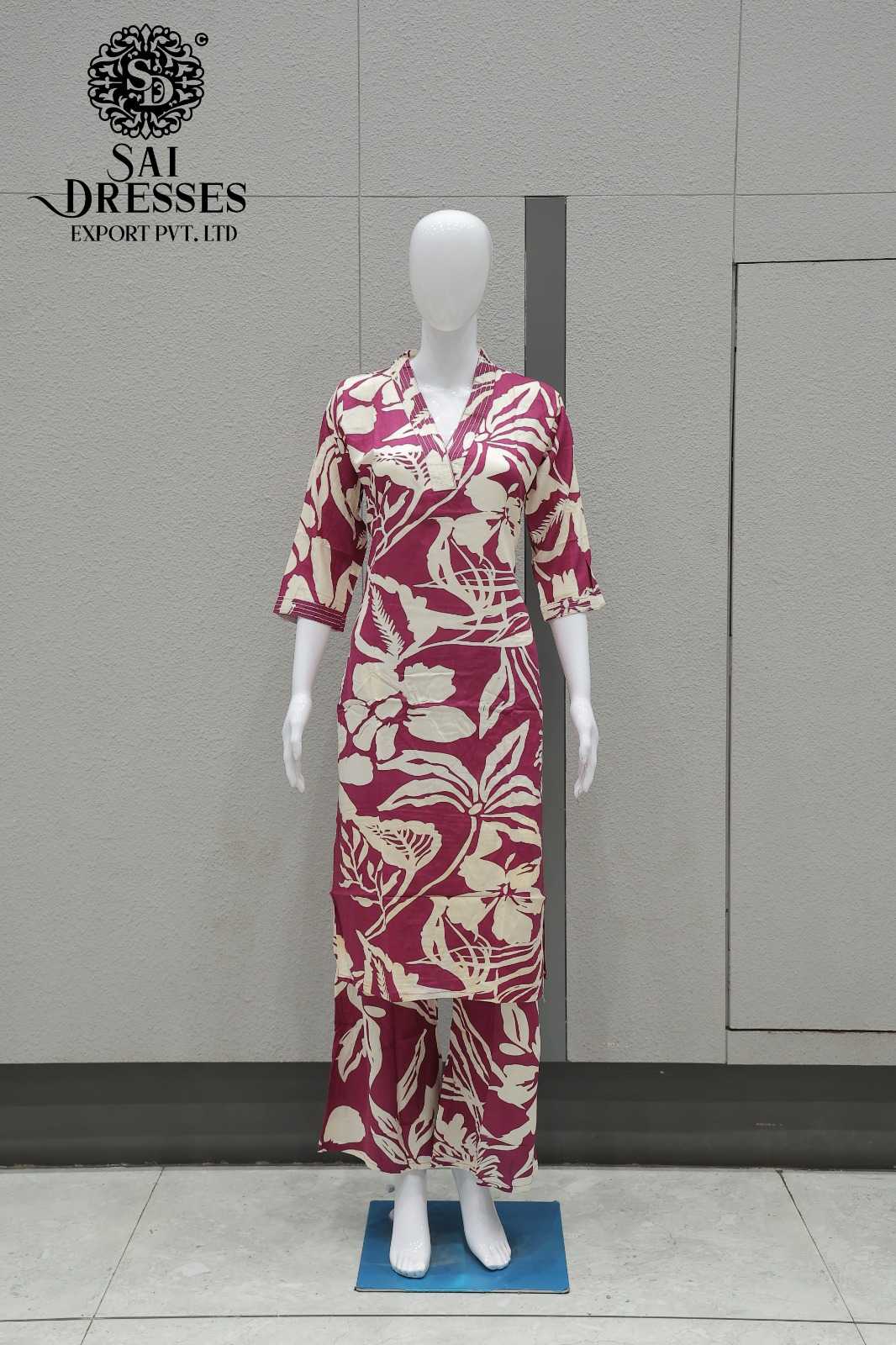 WOMEN'S RANI PINK REYON HEAVY DIGITAL PRINT STRAIGHT KURTI WITH MATCHING PALAZZO SET