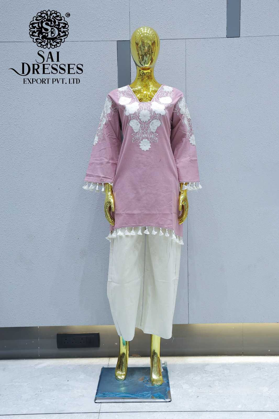 BABY PINK EMBROIDERED KURTI WITH PANT SET