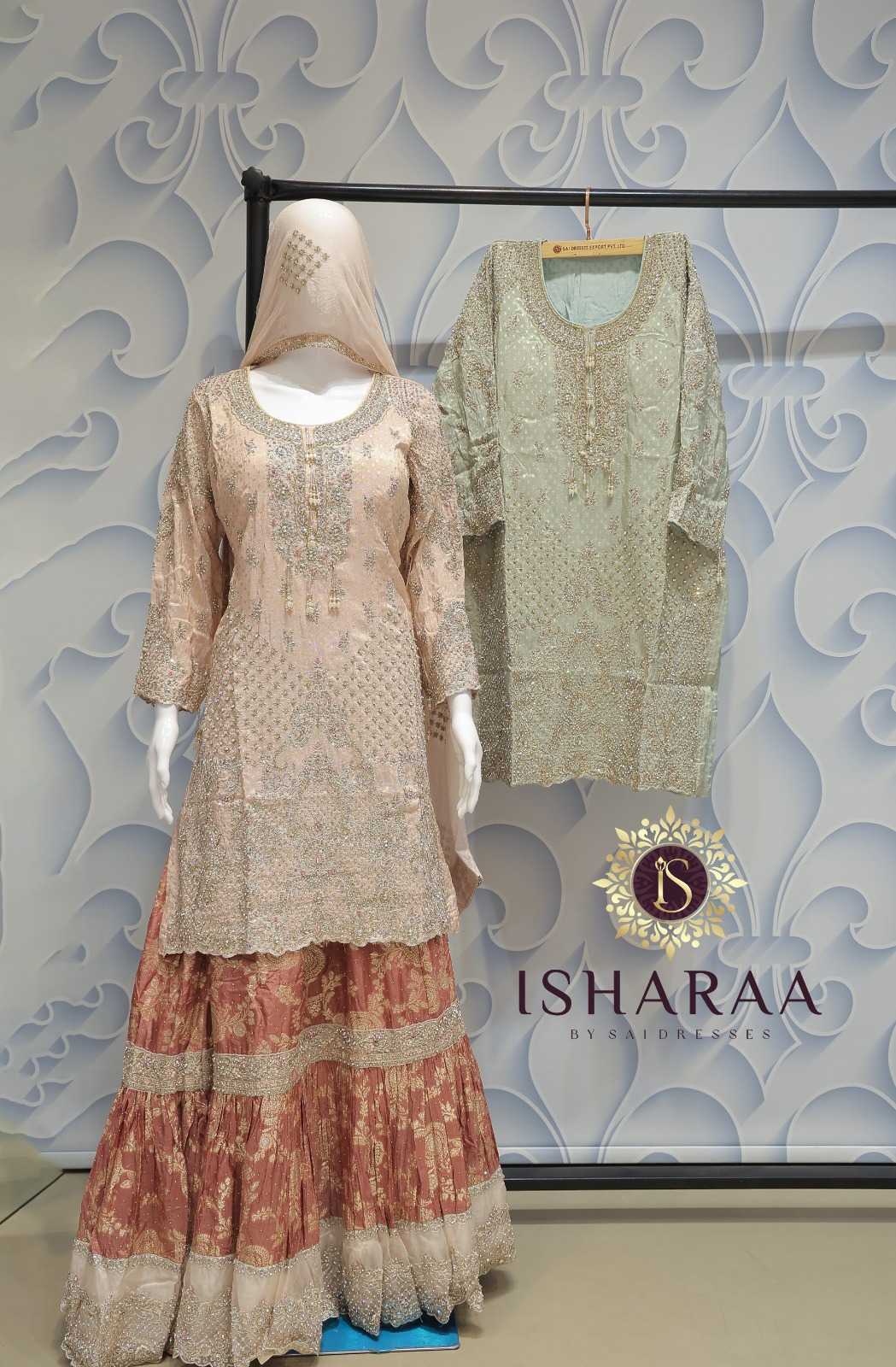 BLUSH PINK HEAVY EMBROIDERED DESIGNER SHARARA SET WITH RICH HANDWORK AND ELEGANT FESTIVE LOOK