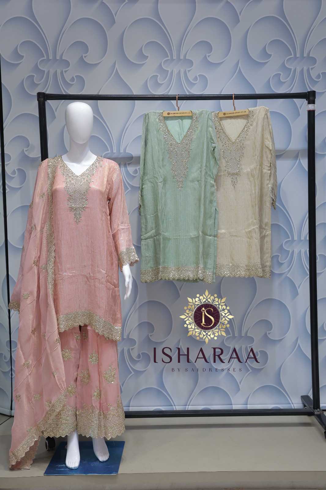 PEACH PINK HEAVY EMBROIDERED DESIGNER SHARARA SET WITH PREMIUM WORK AND SOPHISTICATED FESTIVE APPEAL