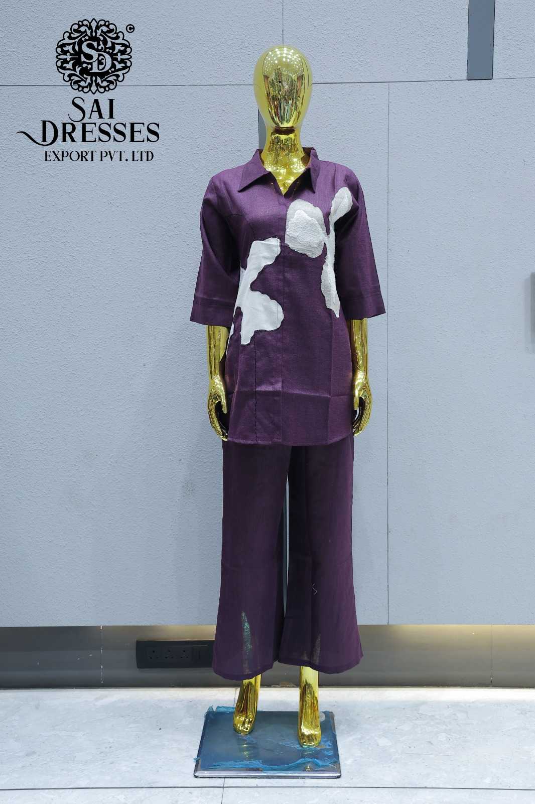 PLUM PURPLE DESIGNER TOP WITH PANT CO ORD SET