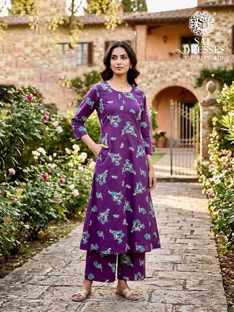 REYON DIGITAL PRINT STRAIGHT KURTI WITH PALAZZO SET IN PURPLE