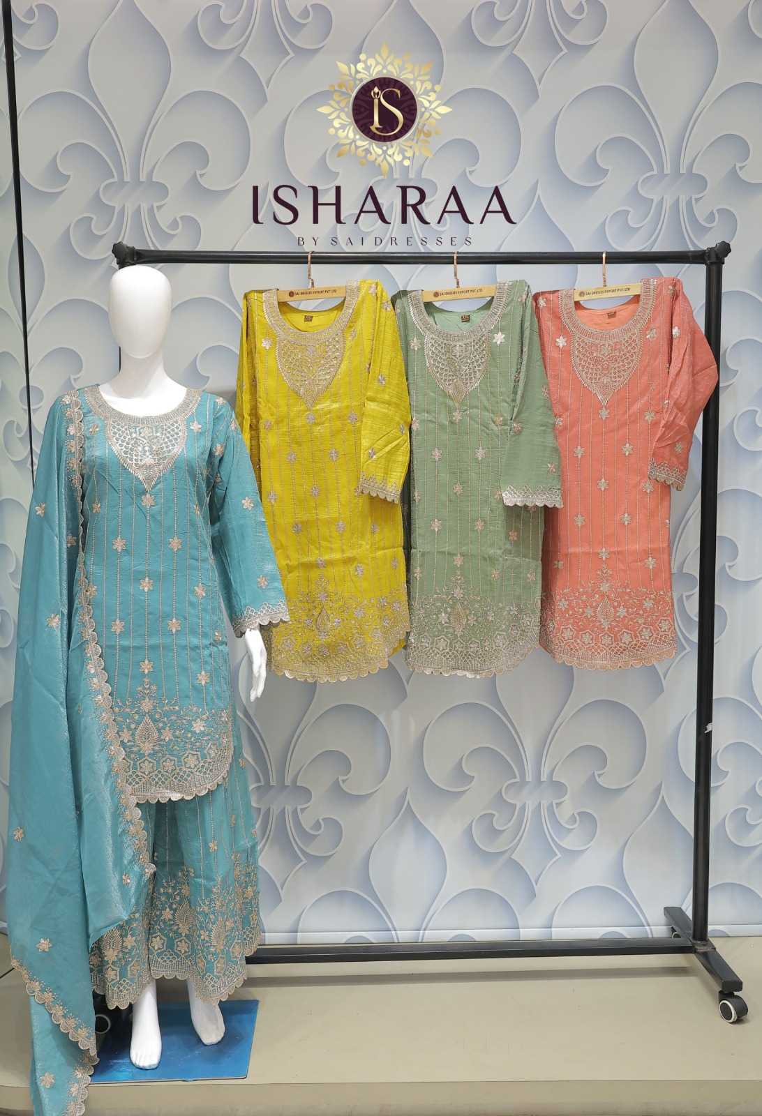 SKY BLUE HEAVY EMBROIDERED SHARARA SET WITH INTRICATE FESTIVE WORK AND PREMIUM TRADITIONAL FINISH