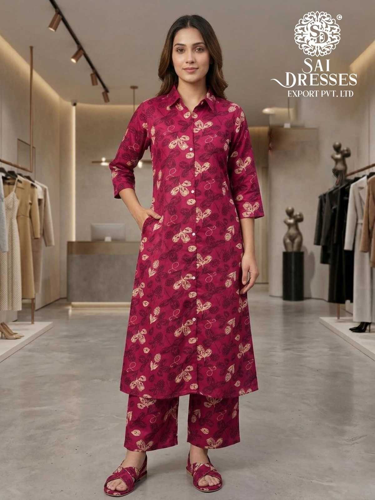 WINE MAGENTA LIVA REYON PRINTED DESIGNER KURTI PALAZZO SET