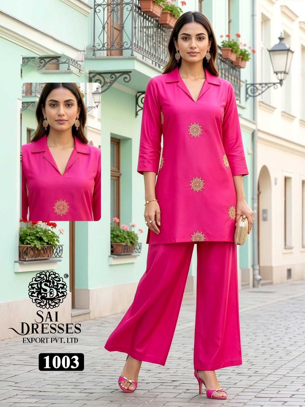 WOMEN'S HEAVY DHABU COTTON KURTI WITH EMBROIDERY WORK AND MATCHING PANT SET IN PINK COLOR