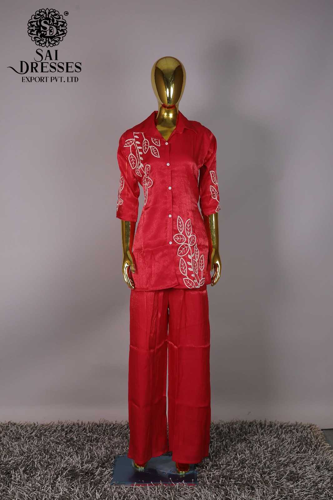 WOMEN'S RANI PINK EMBROIDERED SHIRT STYLE KURTI PALAZZO CO-ORD SET
