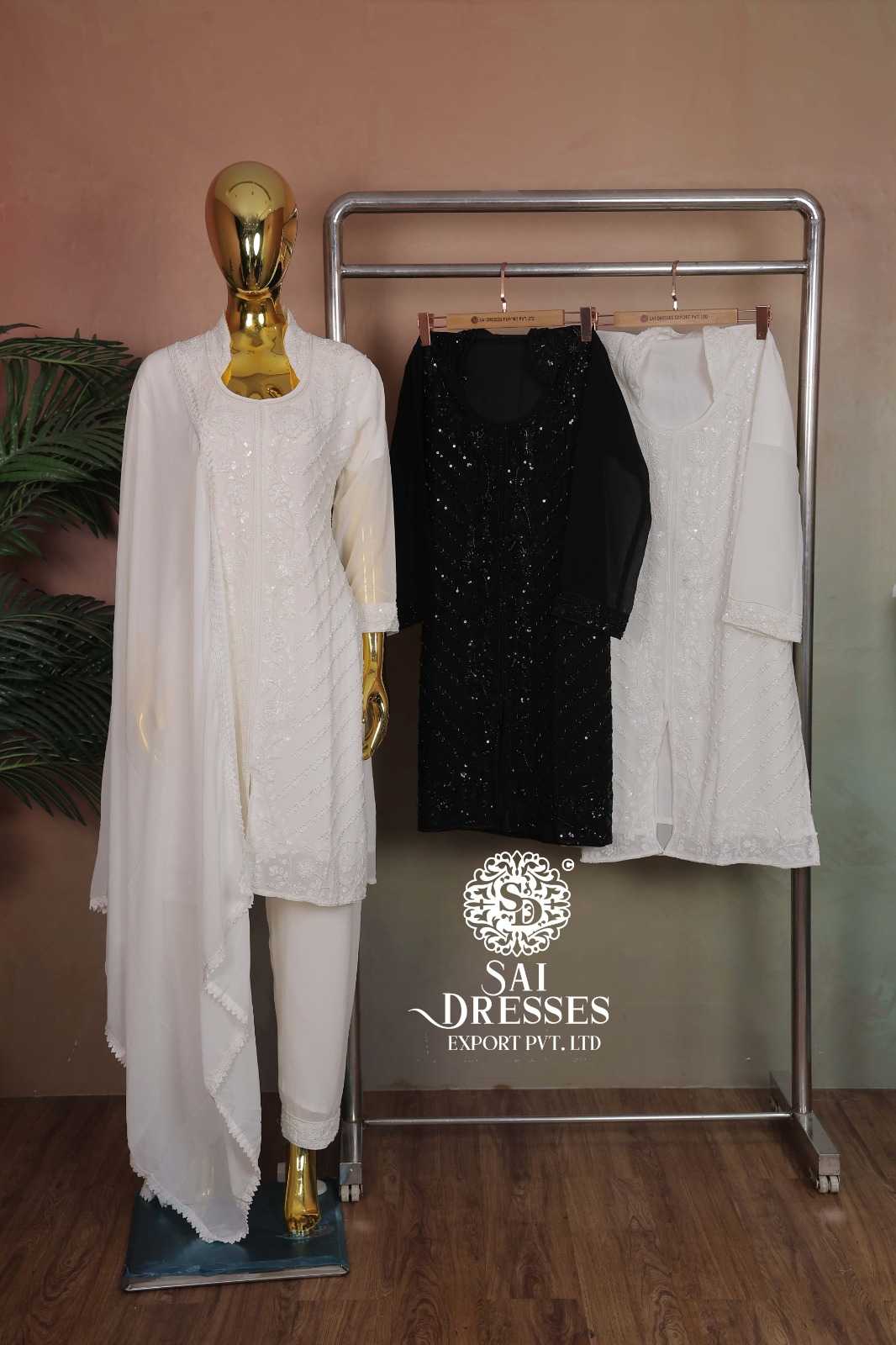 PREMIUM BLACK & WHITE HEAVY SEQUIN EMBROIDERED PAKISTANI PARTY WEAR SALWAR SUIT COLLECTION