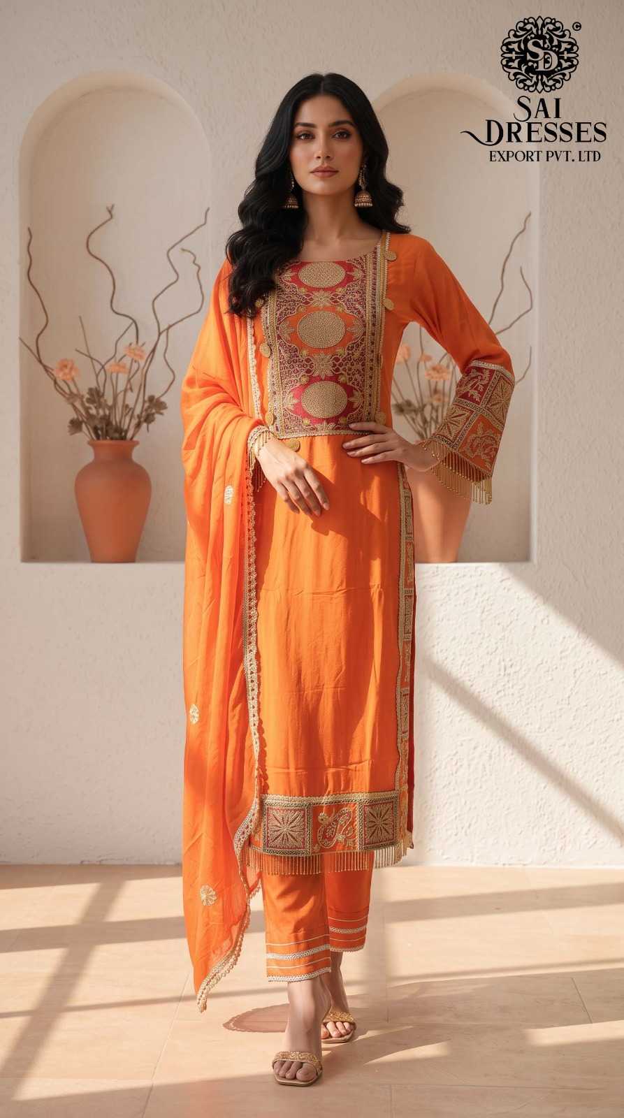 PREMIUM HEAVY EMBROIDERED STRAIGHT KURTA WITH PANT & DUPATTA SET