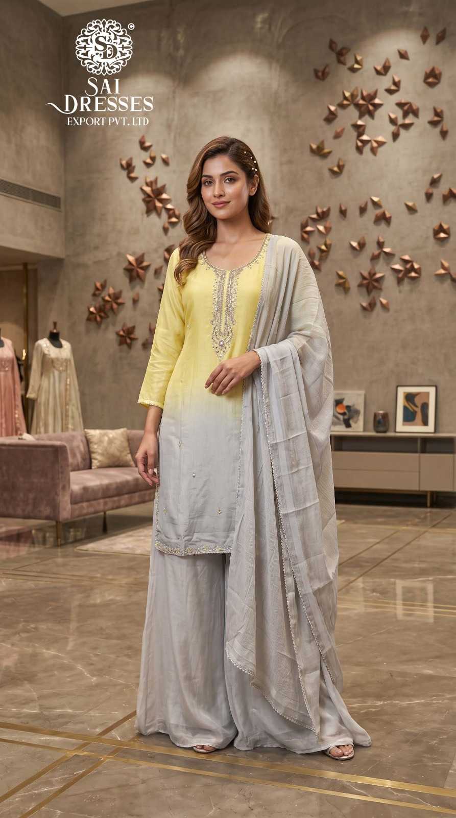 PREMIUM OMBRE DYED STRAIGHT KURTA WITH PALAZZO & DUPATTA SET