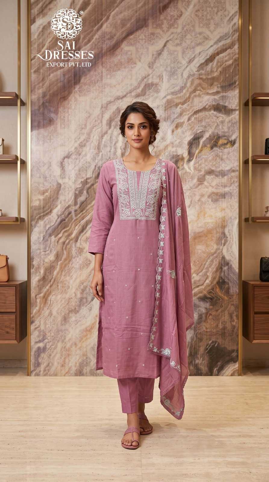 ELEGANT ETHNIC EMBROIDERED STRAIGHT KURTA WITH MATCHING PANT AND BORDER DUPATTA SET
