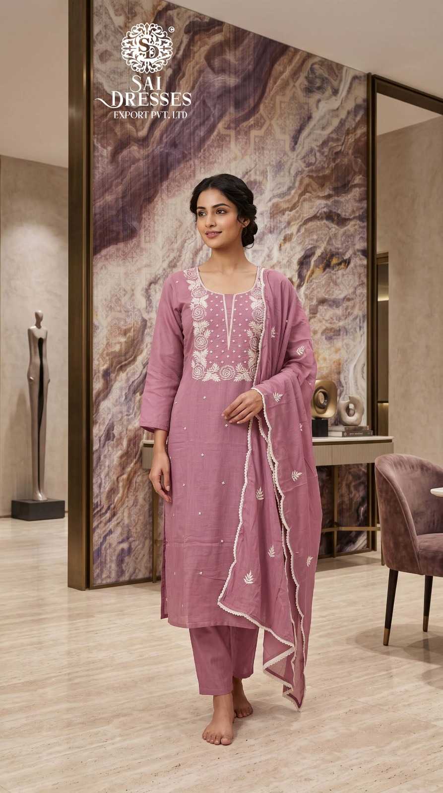 PREMIUM FLORAL YOKE EMBROIDERED STRAIGHT KURTA WITH MATCHING PANT AND EMBROIDERED DUPATTA