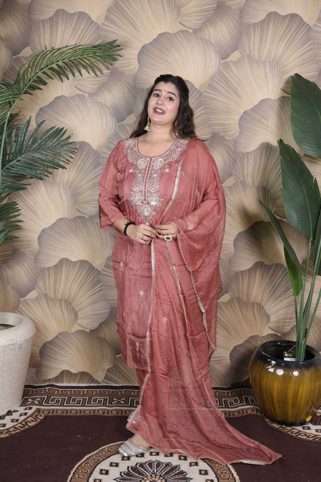 GLASS ORGANZA HEAVY SEQUENCE & DIAMOND WORK ETHNIC SET