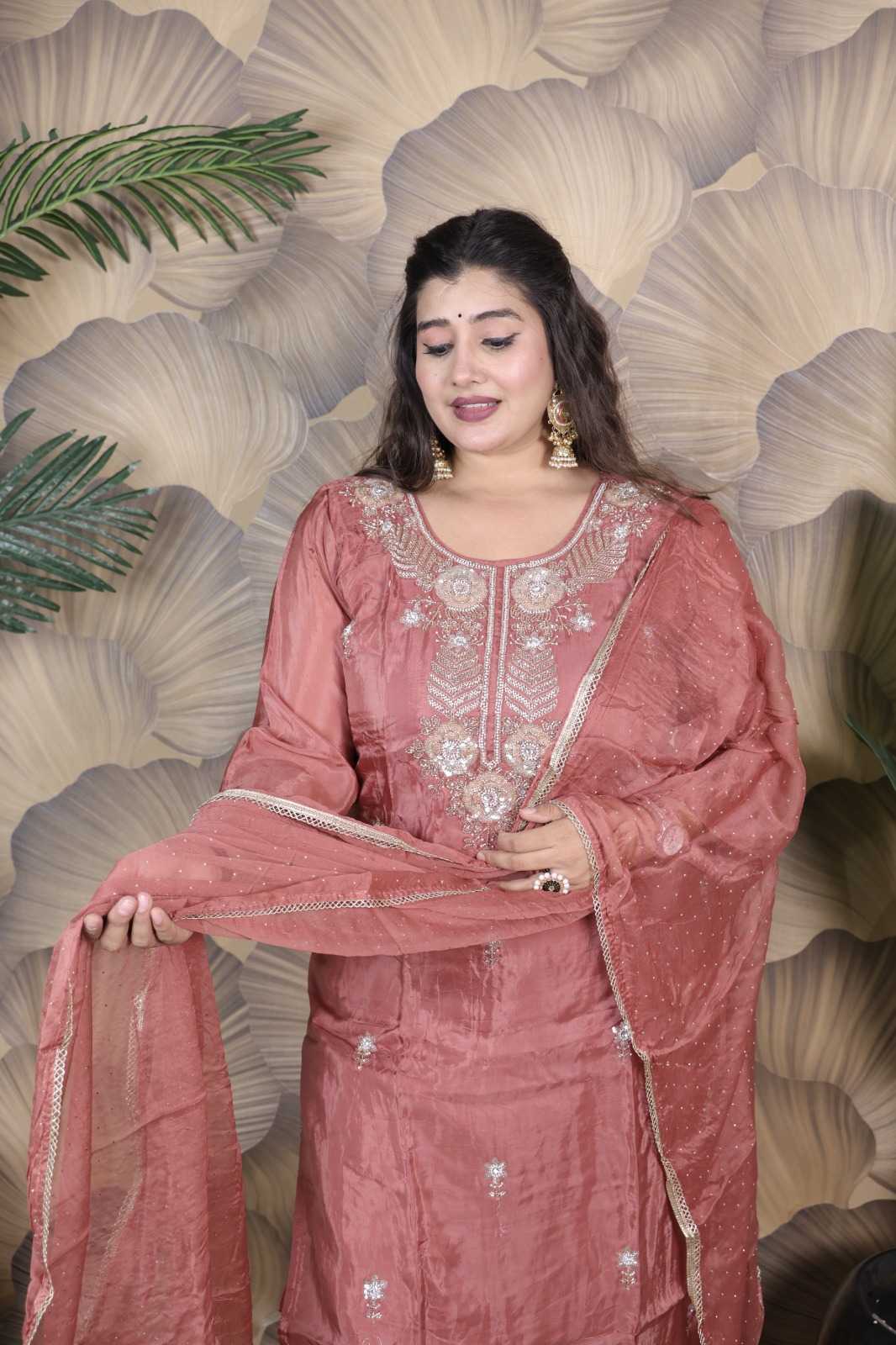 GLASS ORGANZA HEAVY SEQUENCE & DIAMOND WORK ETHNIC SET