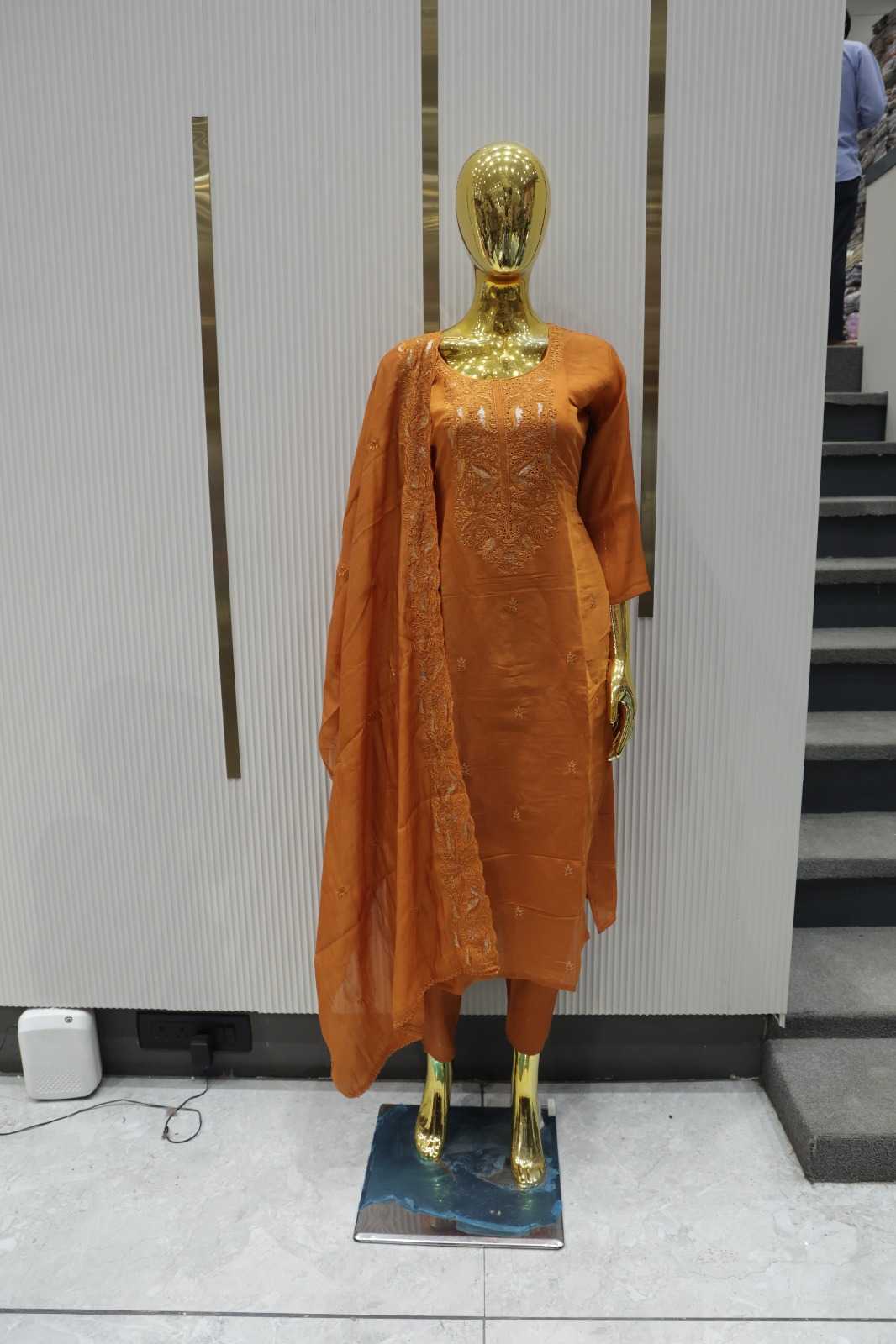 MAL CHANDERI HEAVY CUT WORK EMBROIDERY LADIES SUIT SET