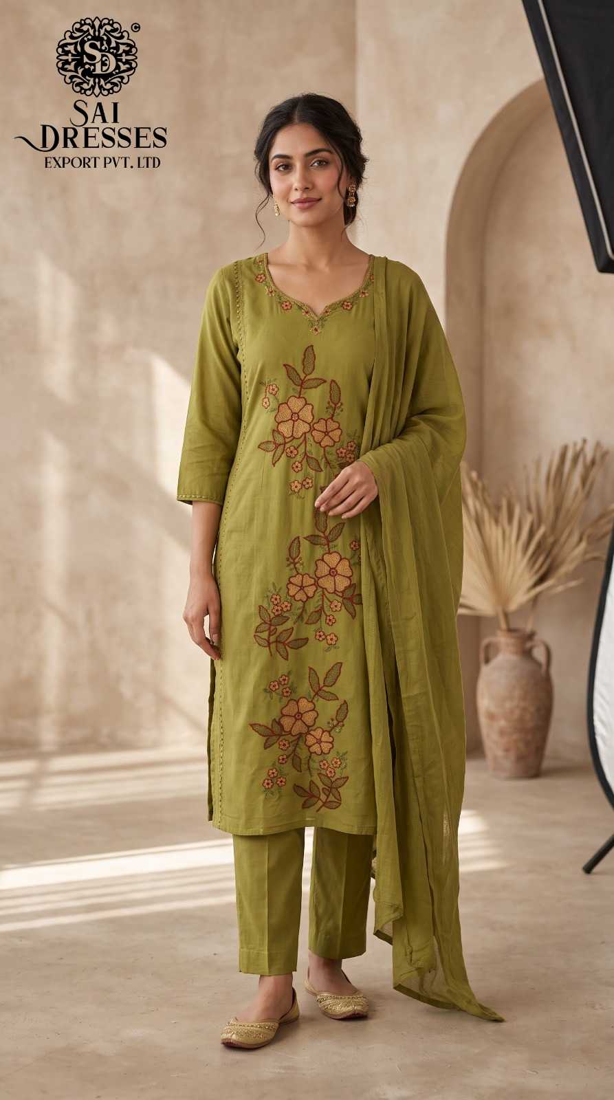 PURE COTTON DESIGNER EMBROIDERED LADIES 3 PIECE SET