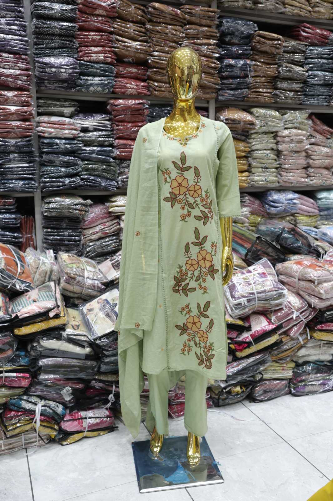 PURE COTTON ELEGANT EMBROIDERY WORK TOP BOTTOM DUPATTA SET