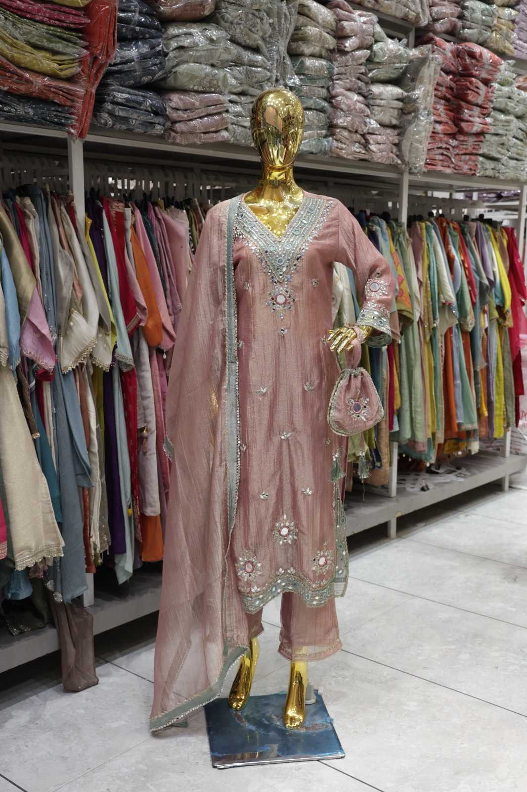 SALSA FABRIC HEAVY GOTA PATTI MIRROR WORK ETHNIC SET