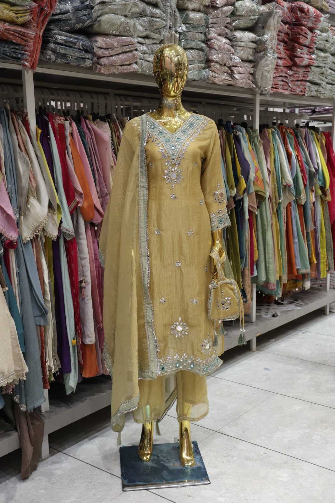 SALSA FABRIC HEAVY GOTA PATTI MIRROR WORK ETHNIC SET