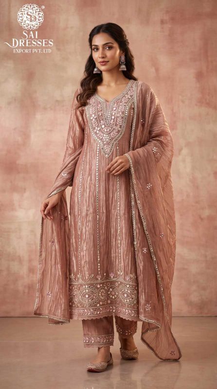 PREMIUM SALSA FABRIC GOTA PATTI LACE & MIRROR WORK 3 PIECE SET