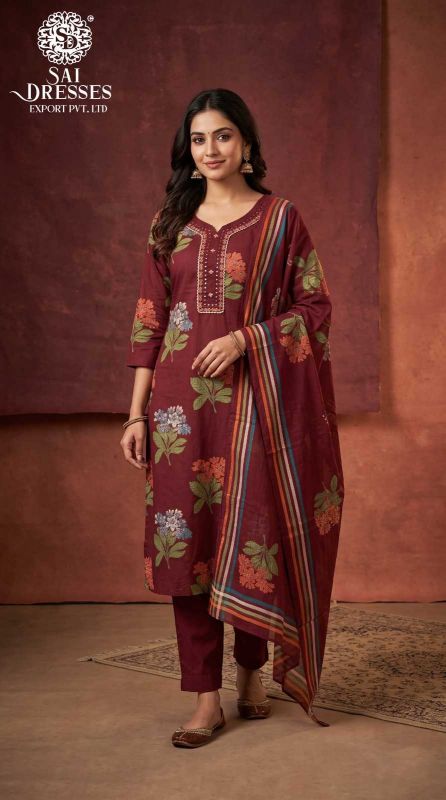 PURE COTTON HEAVY EMBROIDERED PRINTED LADIES ETHNIC SET