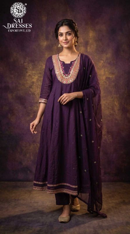 PURE COTTON HEAVY EMBROIDERY SLEEVE & MIRROR WORK SUIT