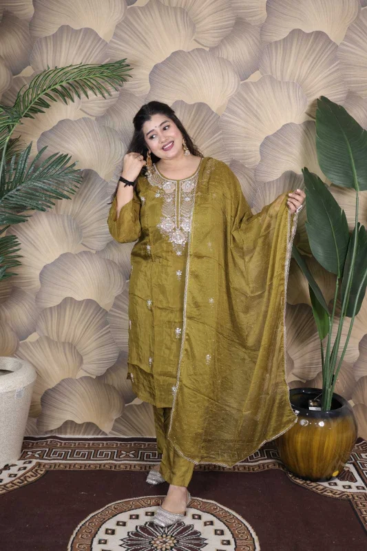 GLASS ORGANZA DIAMOND & SEQUENCE WORK LADIES ETHNIC SUIT