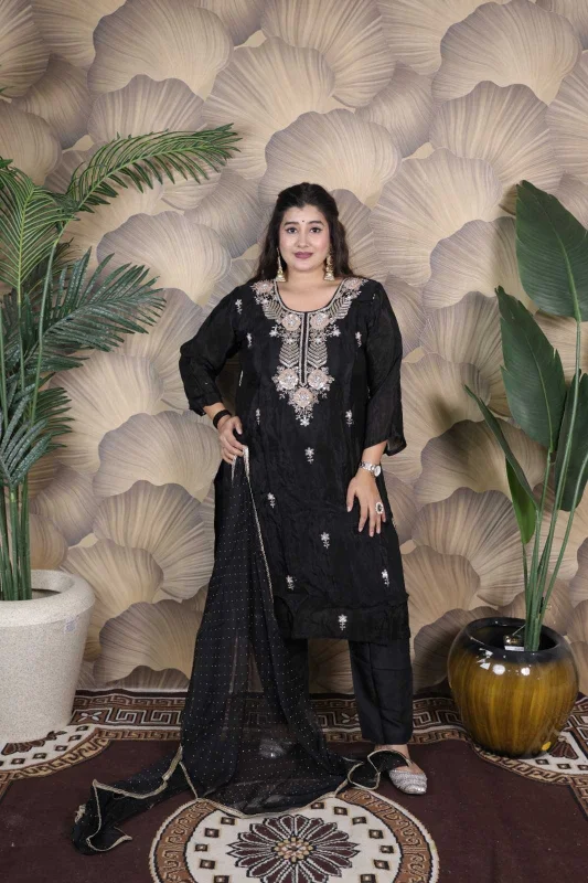 GLASS ORGANZA HEAVY DIAMOND WORK TOP BOTTOM DUPATTA SET