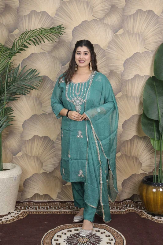 GLASS ORGANZA HEAVY SEQUIN & DIAMOND WORK ETHNIC SET