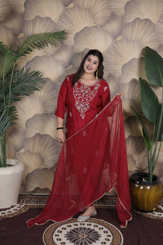 GLASS ORGANZA HEAVY WORK TOP WITH CHIFFON DUPATTA SET