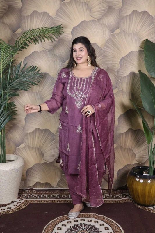 GLASS ORGANZA PREMIUM SEQUENCE & DIAMOND WORK 3 PIECE SET