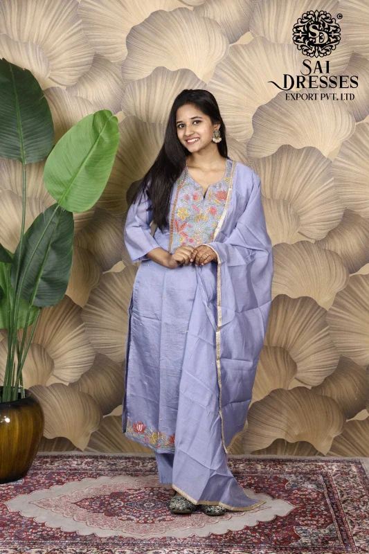 MAL CHANDERI HEAVY BITS & SEQUIN WORK WOMENS SUIT SET