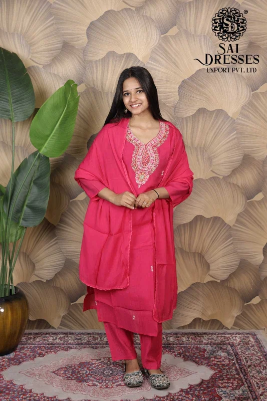 MAL CHANDERI HEAVY MOTI & SEQUIN EMBROIDERY SUIT SET
