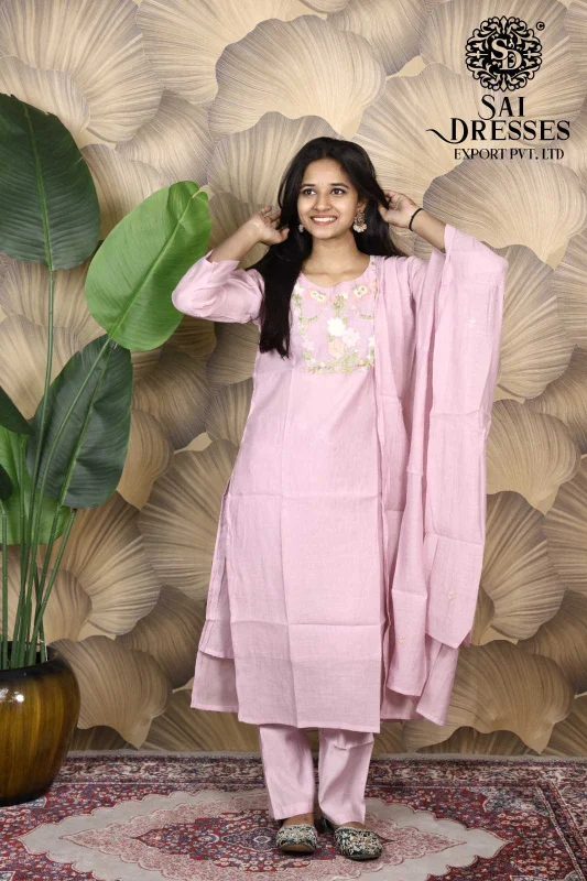 MAL CHANDERI HEAVY THREAD WORK DESIGNER SUIT SET