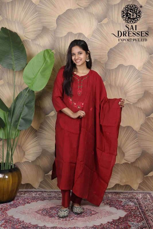 MAL CHANDERI HEAVY THREAD WORK DESIGNER SUIT SET NEW  